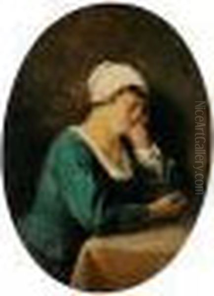 A Maid, Half-length Seated, Resting Her Head On Her Hand (````sloth') Oil Painting by Adriaen Brouwer