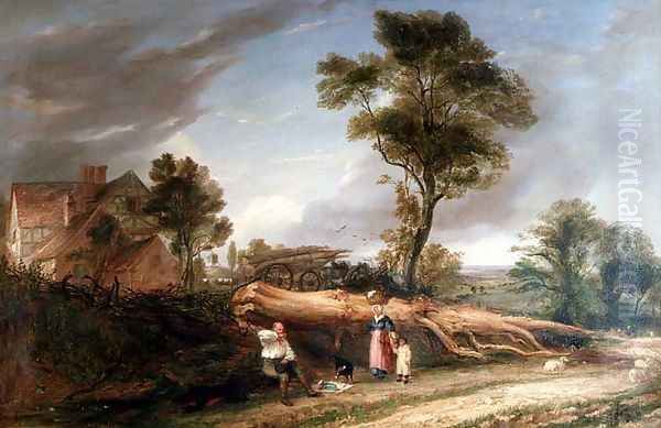 The Woodcutters Lunch Oil Painting by Hopkins Horsley Hobday Horsley