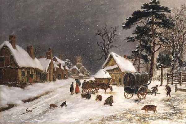 Snow Scene Oil Painting by Hopkins Horsley Hobday Horsley