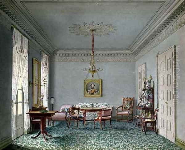 Drawing room Interior in the Palace in Stuttgart Wurttemburg Oil Painting by Ludwig Holthausen