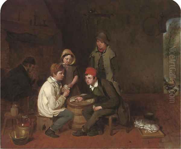 Playing for supper Oil Painting by Frederick Daniel Hardy