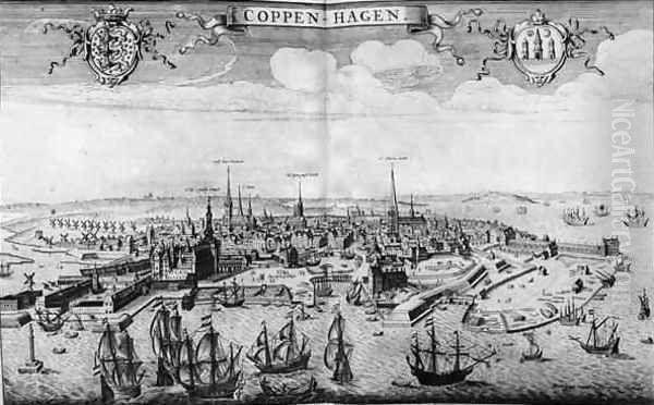 View of Copenhagen Oil Painting by Rombout Van den Hoeye