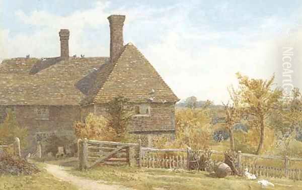 A Kentish farmhouse Oil Painting by William Egerton Hine