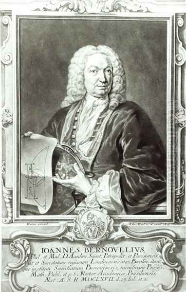 Portrait of Jean Bernoulli 1667-1748 Oil Painting by Johann Rudolph the Elder Huber