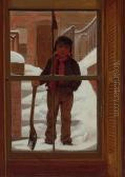 Can I Shovel Off The Snow? Oil Painting by John George Brown