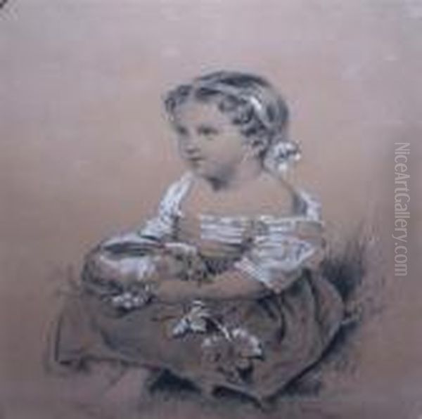 Girl With Rabbit Oil Painting by John George Brown