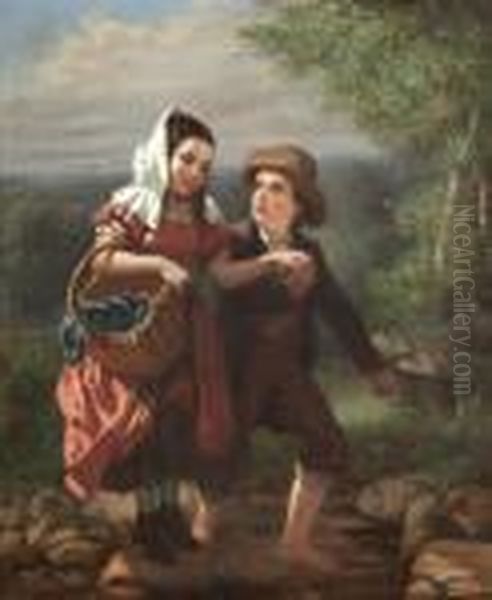 Boy And Girl Oil Painting by John George Brown