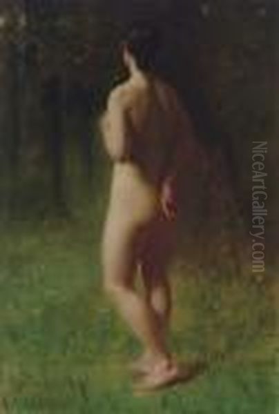 Study Of A Nude Oil Painting by John George Brown