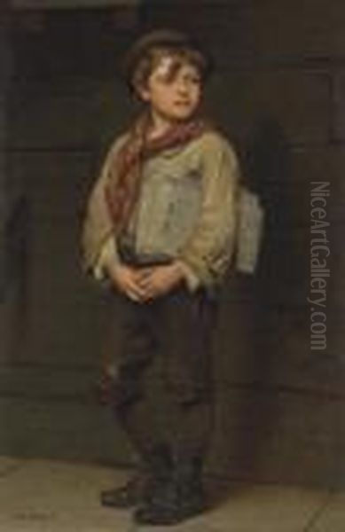 News Boy Oil Painting by John George Brown