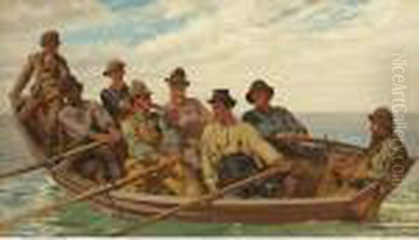 Pull For The Shore Oil Painting by John George Brown