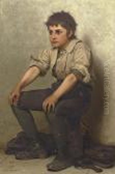 Thinking It Over Oil Painting by John George Brown