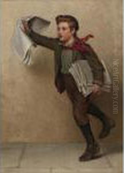 Extra, Extra (the Paper Boy) Oil Painting by John George Brown