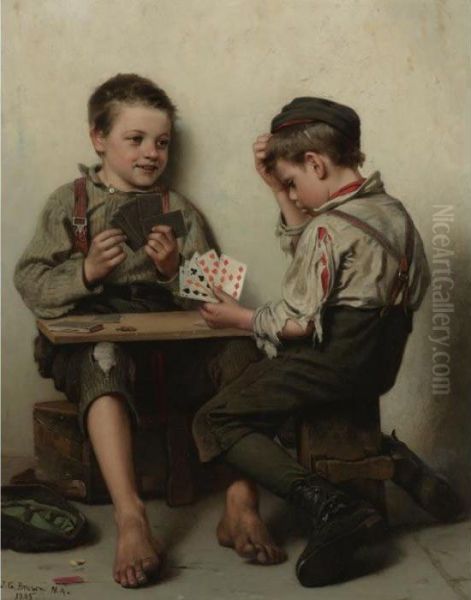 Bluffing Oil Painting by John George Brown