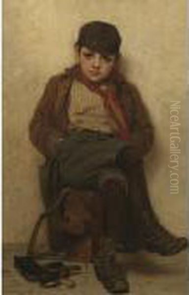 Shoeshine Boy Oil Painting by John George Brown