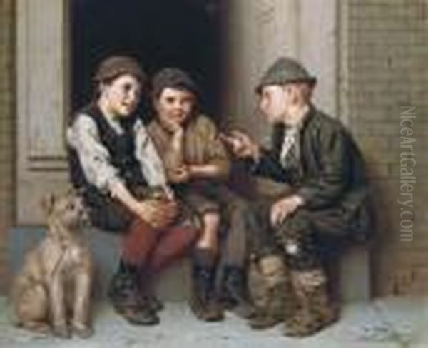 Plotting Mischief Oil Painting by John George Brown