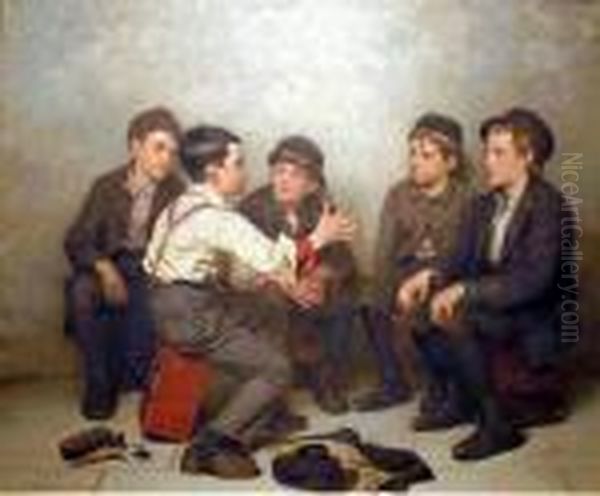 Retelling The Story Oil Painting by John George Brown