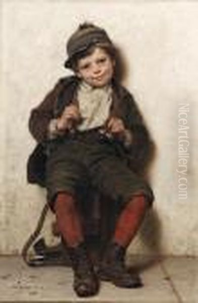 Shoeshine Boy Oil Painting by John George Brown