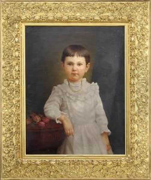 Portrait Of A Young Girl In White Oil Painting by John Lewis Brown