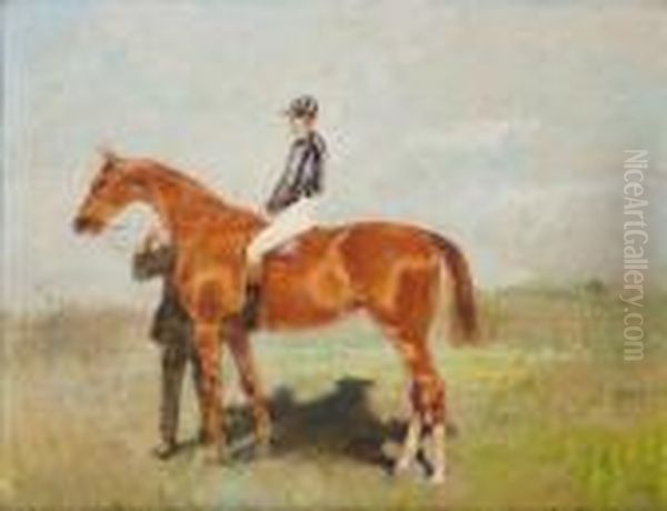 Portrait Du Cheval Stuart Et De Son Jockey Oil Painting by John Lewis Brown