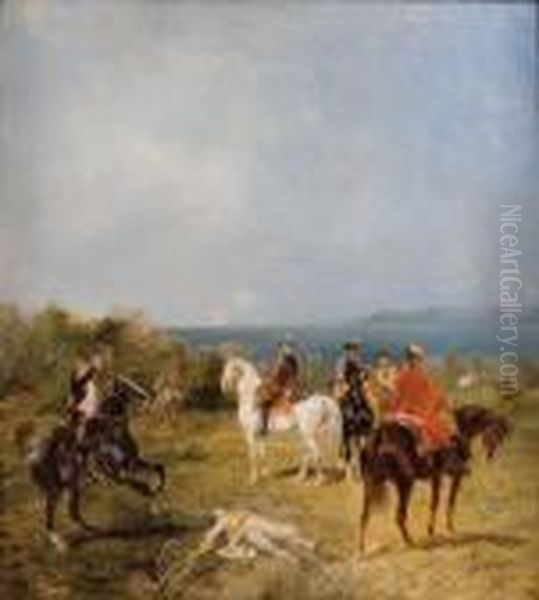 Portrait Equestre Du General De Rochambeau Oil Painting by John Lewis Brown