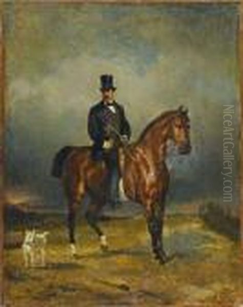 Cavalier Sur Fond De Paysage Oil Painting by John Lewis Brown