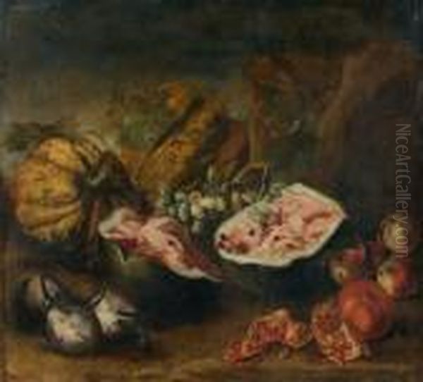 Nature Morte Aux Pasteques Et Auxcoings Oil Painting by Abraham Brueghel