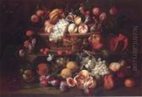 Nature Morte Aux Fruits Aux Papillons Et Aux Libellules Oil Painting by Abraham Brueghel