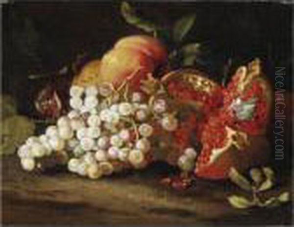 Natura Morta Con Uva, Melagrana E Pesche Oil Painting by Abraham Brueghel