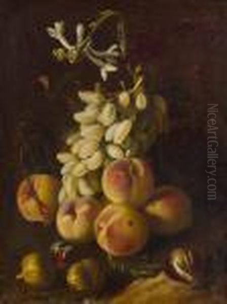 Still Life With Grapes And Peaches. Oil Painting by Abraham Brueghel