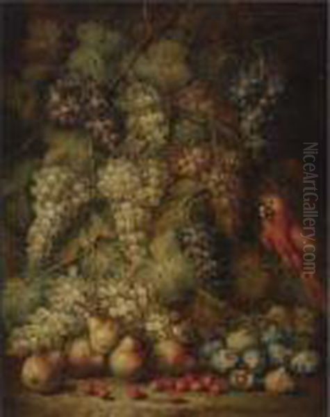 Still Life With Grapes And Parrot Oil Painting by Abraham Brueghel