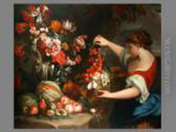 Fruchte- Und Blumenstilleben Oil Painting by Abraham Brueghel