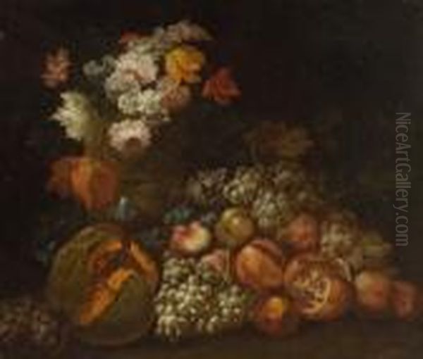 Stillleben Mit Blumen Und
 Fruchten. Oil Painting by Abraham Brueghel