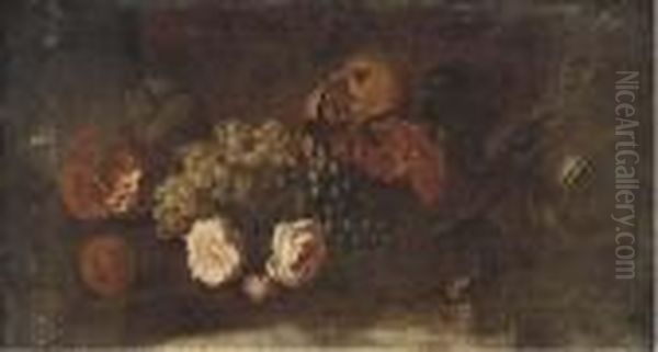 Grapes On The Vine, Pomegranates, Roses A Platter And An Urn In Aclearing Oil Painting by Abraham Brueghel