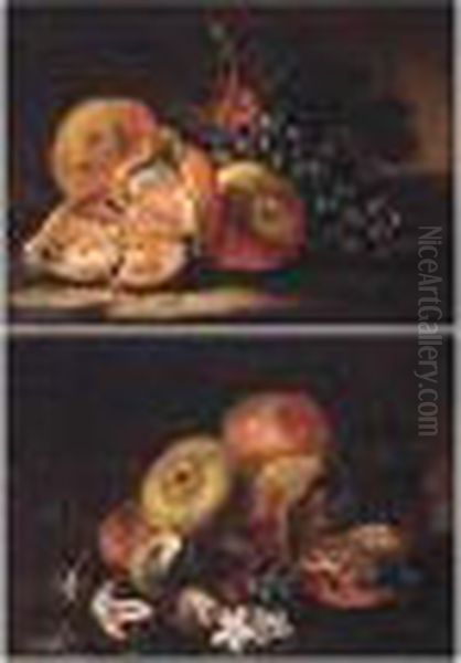 A Still Life Of Grapes And Pomegranates Oil Painting by Abraham Brueghel