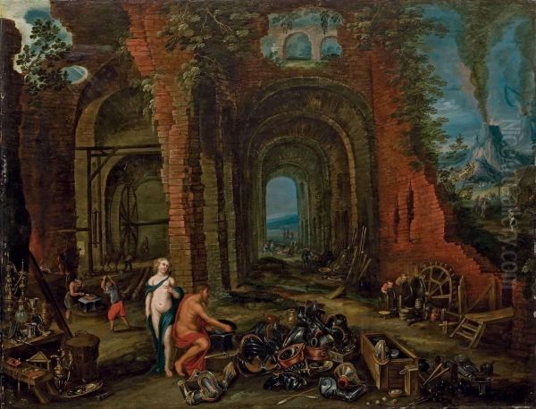 Venus Dans La Forge De Vulcain Oil Painting by Jan The Elder Brueghel