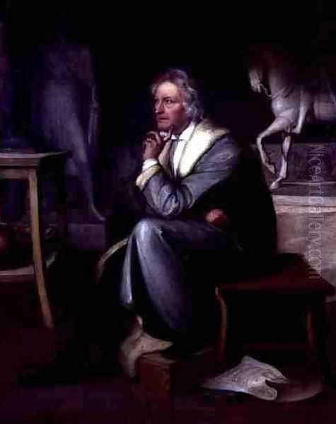 Bertel Thorvaldsen 1770-1844 in his Studio in Rome Oil Painting by Eduard von Heuss