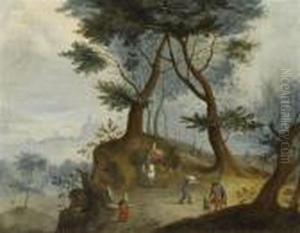 Landscape Withfigures. Oil Painting by Jan The Elder Brueghel