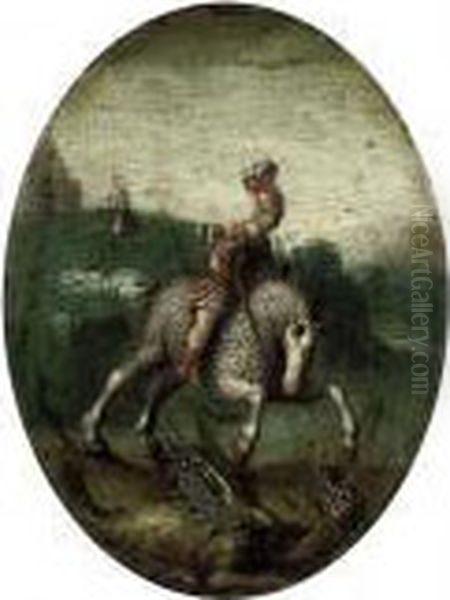 Saint George Killing The Dragon Oil Painting by Jan The Elder Brueghel