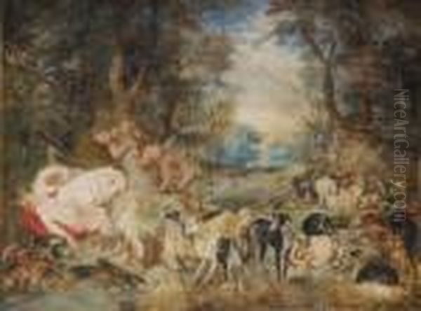 Satyrn Belauschen Dieschlafenden Nymphen Der Diana Oil Painting by Jan The Elder Brueghel