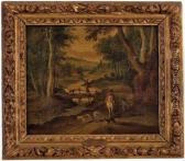 Vornehmer Reiter Und Wanderer In Bachlandschaft Oil Painting by Jan The Elder Brueghel