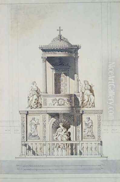 Design for a Pulpit Oil Painting by Jacques Ignace Hittorff