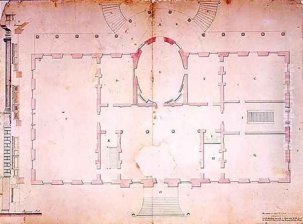 Plan of the Presidents House Washington Oil Painting by James Hoban