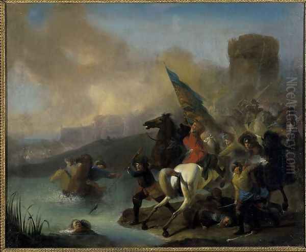 Battle Scene Oil Painting by Jan von Huchtenburgh