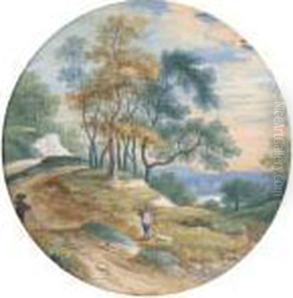 A Sportsman In An Open Landscape
 (illustrated); And A Gamekeeperwith His Dogs On A Woodland Track Oil Painting by Jan The Elder Brueghel