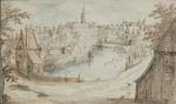 View Of A City With Canal Oil Painting by Jan The Elder Brueghel