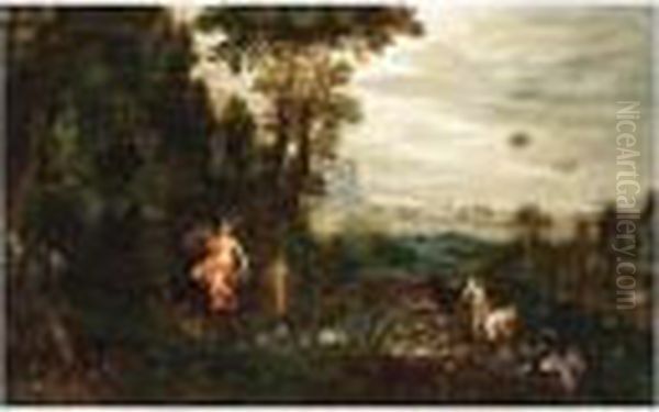 An Allegory Of Air And Water, A Scene With Neptune And Amphitrite In The Background Oil Painting by Jan The Elder Brueghel