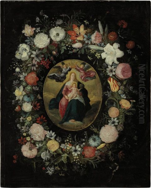 The Virgin And Child With Angels Oil Painting by Jan Brueghel the Younger