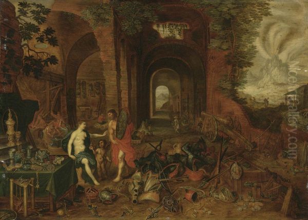 The Forge Of Vulcan Oil Painting by Jan Brueghel the Younger