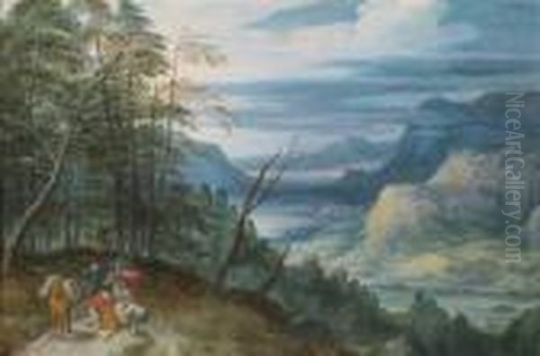 A Wide River Valley With Travellers Oil Painting by Jan Brueghel the Younger