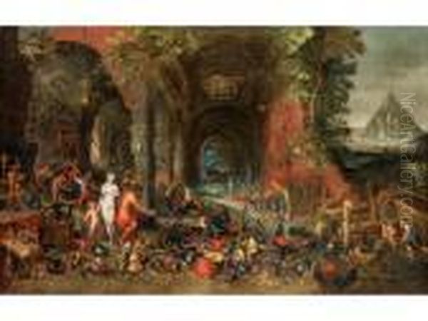 Venus Und Amor In Der Schmiede Des Vulkan Oil Painting by Jan Brueghel the Younger